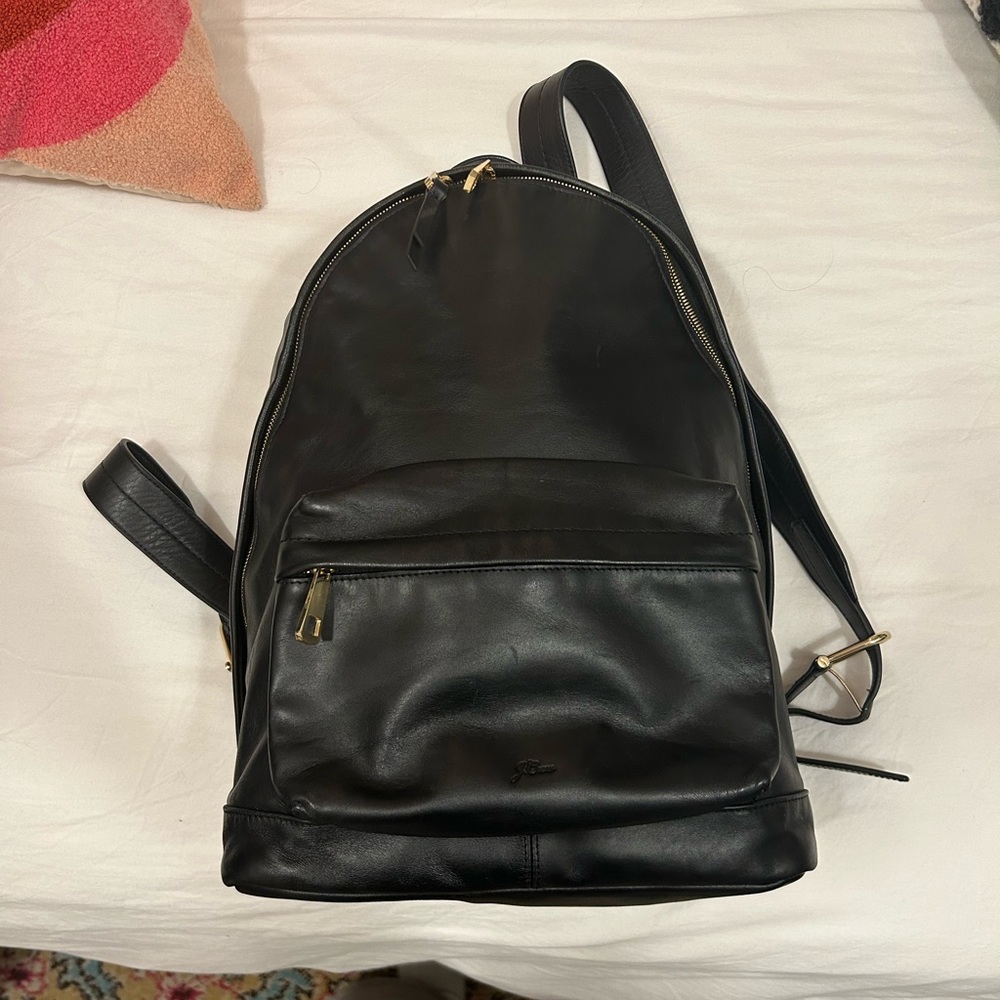 Black leather J. Crew backpack in GREAT condition!